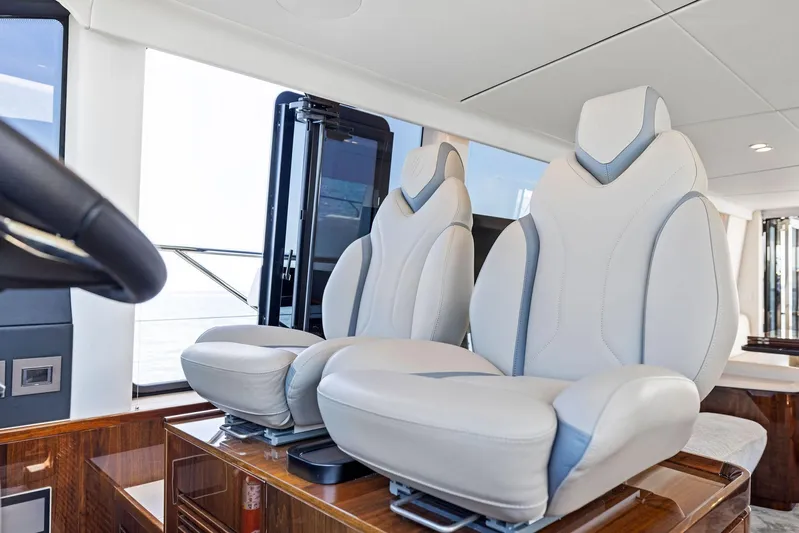  Yacht Photos Pics Luxury seating in 2024 Fairline Squadron 68 yacht interior.