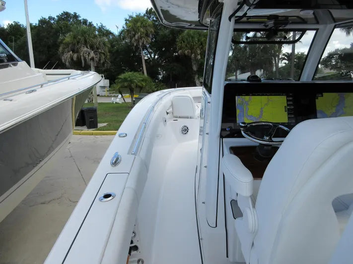 "here We Go" Yacht Photos Pics 2021 Sportsman Open 352 Center Console boat with advanced navigation system and sleek design.