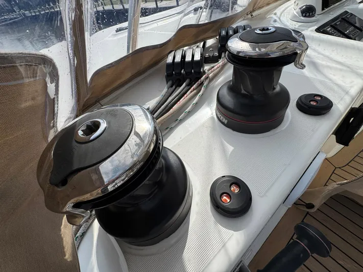 Eden Yacht Photos Pics Lagoon 46 yacht winches and controls, 2022 model, on a sleek deck.