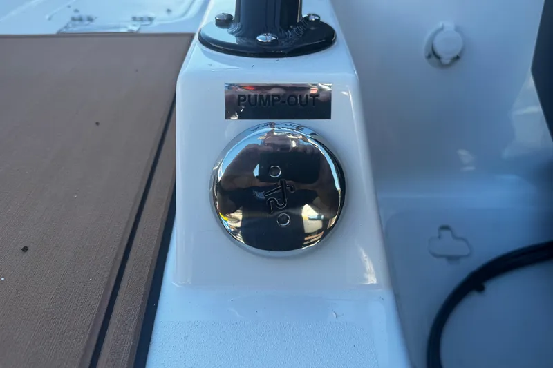  Yacht Photos Pics Pump-out valve on 2026 Sea Pro 245FLX Sandbar boat deck.