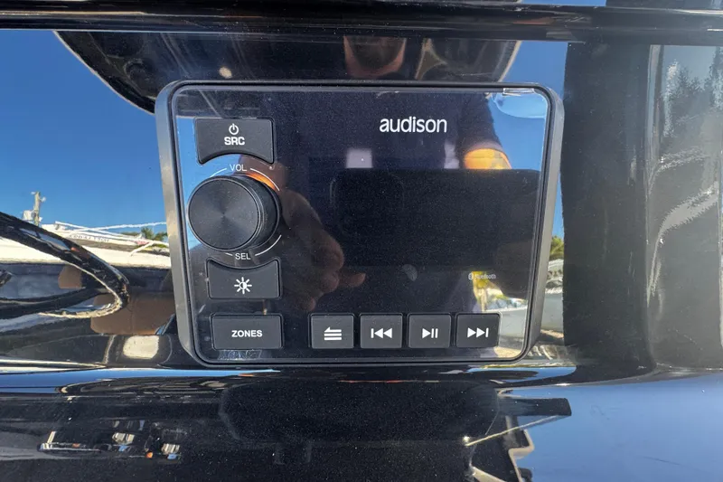  Yacht Photos Pics Audio control panel on 2026 Sea Pro 245FLX Sandbar boat dashboard.