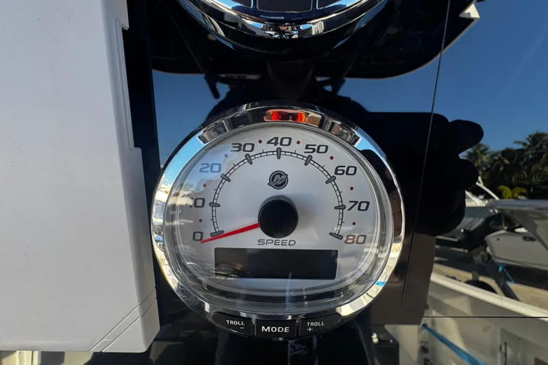 Yacht Photos Pics Speedometer of 2026 Sea Pro 245FLX Sandbar boat, displaying speed in miles per hour.