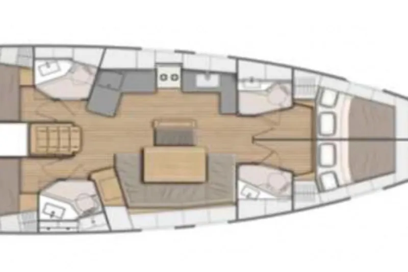  Yacht Photos Pics Floor plan of 2019 Beneteau Oceanis 46.1 yacht, showcasing cabin and layout design.