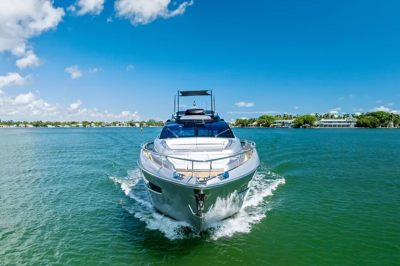 Dreaming Yacht Photos Pics 2023 Riva 76 PERSEO Super yacht cruising on a sunny day.