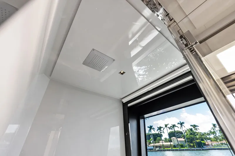 Dreaming Yacht Photos Pics Interior view of 2023 Riva 76 PERSEO Super yacht with sleek design and window view.