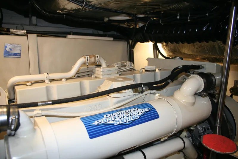  Yacht Photos Pics Engine room of 2001 Tiara Yachts 4000 Express, featuring Diamond Performance Series components.