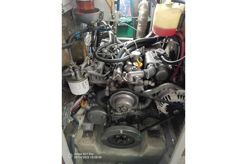 Mandala Yacht Photos Pics Engine compartment of a 2002 Catalina 42 MkII sailboat.