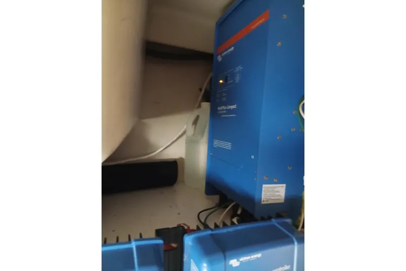 Mandala Yacht Photos Pics Electrical system inside 2002 Catalina 42 MkII sailboat, featuring Victron Energy components.