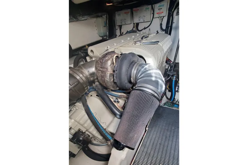 Cruse Yacht Photos Pics Engine compartment of a 2006 Tiara Yachts 4200 Open, showcasing detailed components.