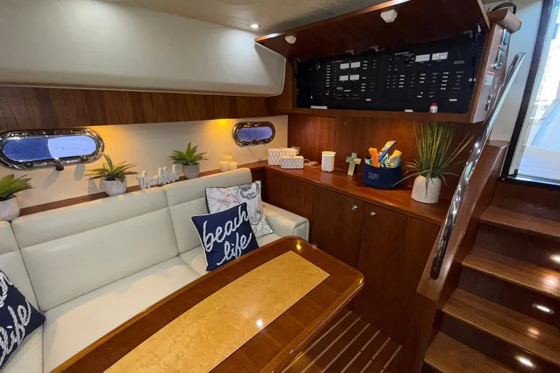  Yacht Photos Pics Luxurious interior of 2011 Tiara Yachts 4500 Sovran with elegant seating and decor.