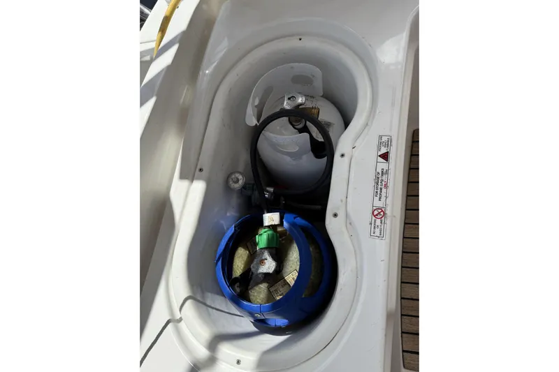 Vision 360 Yacht Photos Pics Storage compartment on a 2012 Beneteau First 435 yacht with gas cylinders.