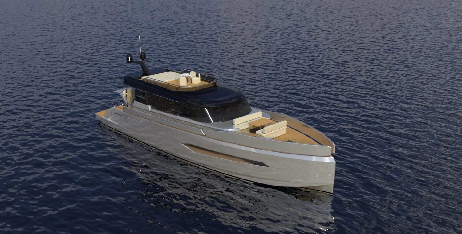 Luxurious 2026 Phantom Spook Fly 62 yacht cruising on calm blue waters.