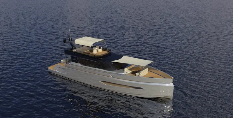  Yacht Photos Pics Luxurious 2026 Phantom Spook Fly 62 yacht cruising on calm waters.