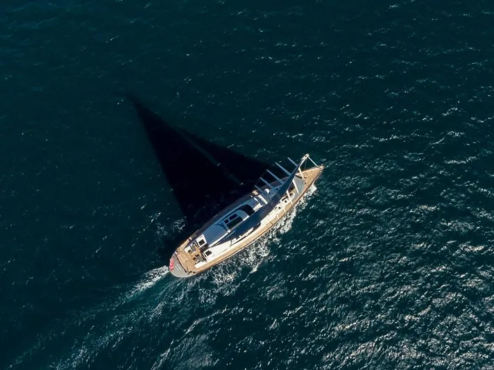My Star Yacht Photos Pics Aerial view of 1994 Alloy Yachts Sloop sailing on open water.