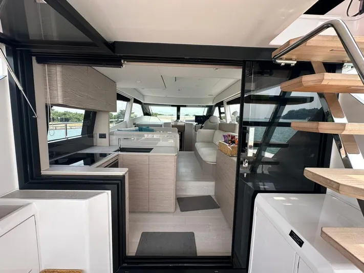 Yacht Photos Pics Modern interior of 2023 Ferretti Yachts 500, featuring sleek design and luxurious amenities.