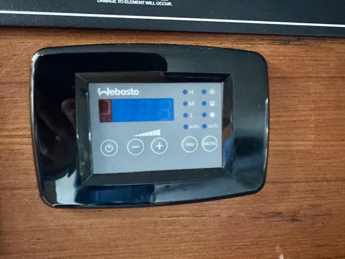  Yacht Photos Pics Webasto control panel on 2023 Ranger Tugs R-25 boat dashboard.