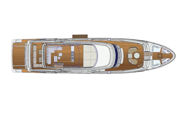 M/y K2 Yacht Photos Pics Top view layout of 2024 Sanlorenzo SD118 yacht, showcasing deck design and interior arrangement.