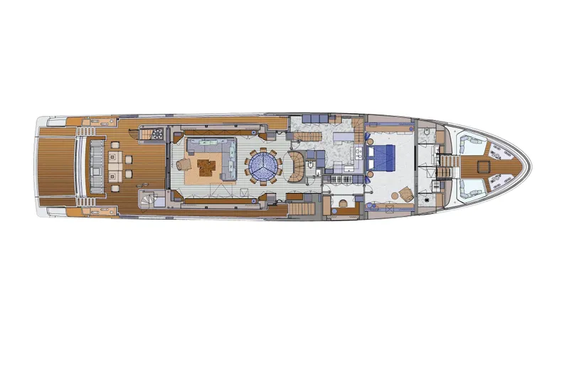 M/y K2 Yacht Photos Pics 2024 Sanlorenzo SD118 yacht floor plan, showcasing luxurious interior and deck layout.