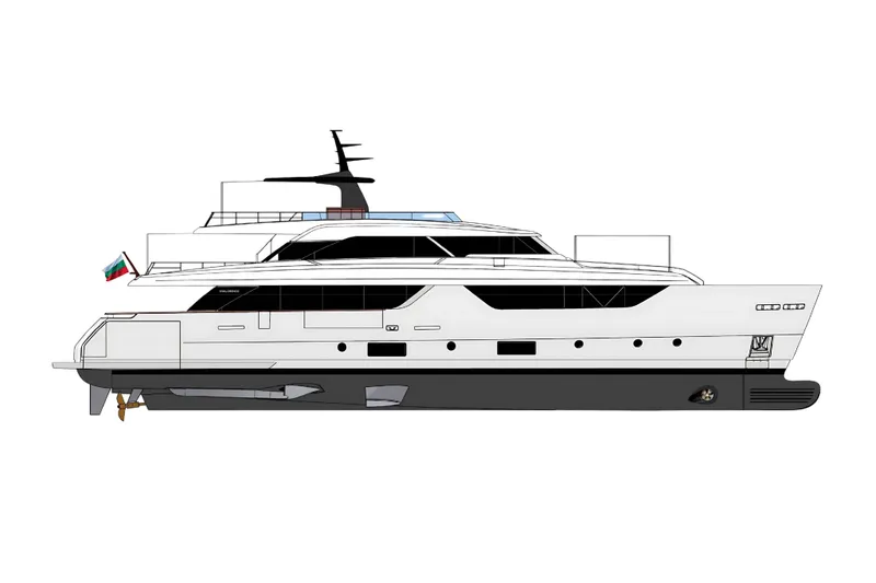 M/y K2 Yacht Photos Pics 2024 Sanlorenzo SD118 yacht, side view, sleek design, modern luxury vessel.