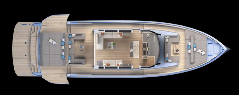  Yacht Photos Pics Top view of 2026 Pardo Yachts GT75 luxury yacht interior layout.