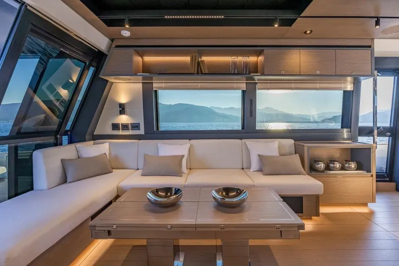  Yacht Photos Pics Luxurious interior of 2026 Pardo Yachts GT75 with modern seating and elegant decor.