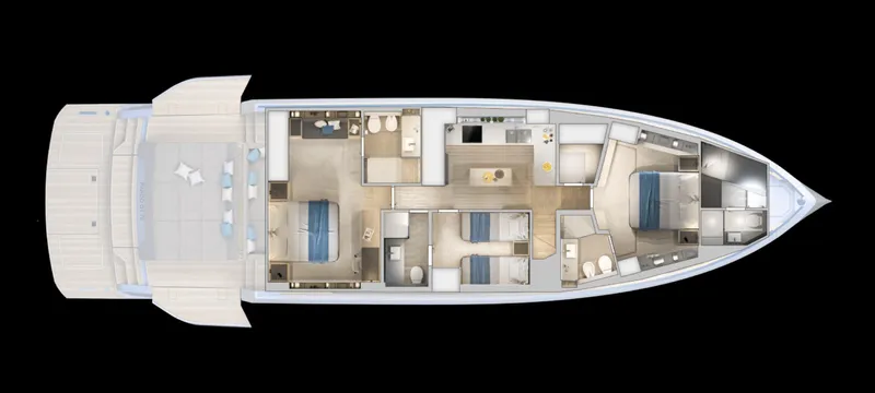  Yacht Photos Pics Top view layout of 2026 Pardo Yachts GT75 luxury yacht interior.