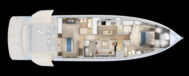  Yacht Photos Pics 2026 Pardo Yachts GT75 interior layout, featuring luxurious cabins and spacious living areas.
