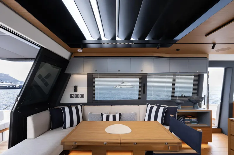  Yacht Photos Pics Luxurious interior of 2026 Pardo Yachts GT75 with elegant seating and ocean view.