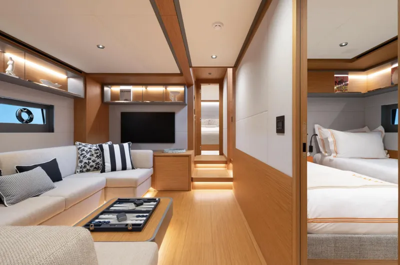  Yacht Photos Pics Luxurious interior of 2026 Pardo Yachts GT75, featuring elegant seating and modern design.