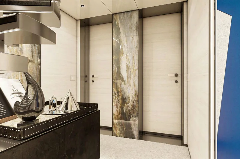  Yacht Photos Pics Luxurious interior of 2025 Columbus Yachts Atlantique with modern decor and elegant finishes.