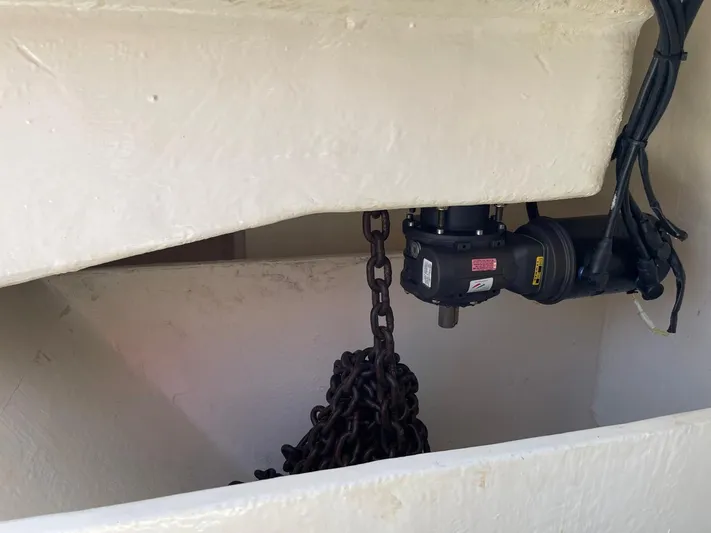 Seventeen Yacht Photos Pics Anchor chain mechanism on a 2020 Leopard 50 yacht.