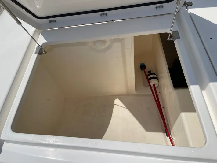 Seventeen Yacht Photos Pics Open storage compartment on a 2020 Leopard 50 yacht.