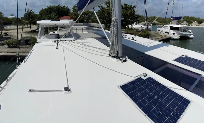 Seventeen Yacht Photos Pics 2020 Leopard 50 yacht with solar panels docked at marina.