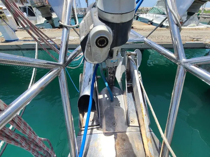 Taita I Yacht Photos Pics Bow of a 2001 Comet 54 DH yacht with stainless steel rigging.