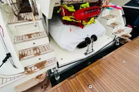 Astondoa Open 53 yacht stern with wooden deck and life jackets, 2008 model.
