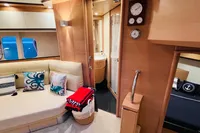 Luxurious interior of 2008 Astondoa Open 53 yacht with cozy seating and modern decor.