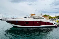 Astondoa Open 53 yacht, 2008 model, docked at marina with overcast sky.