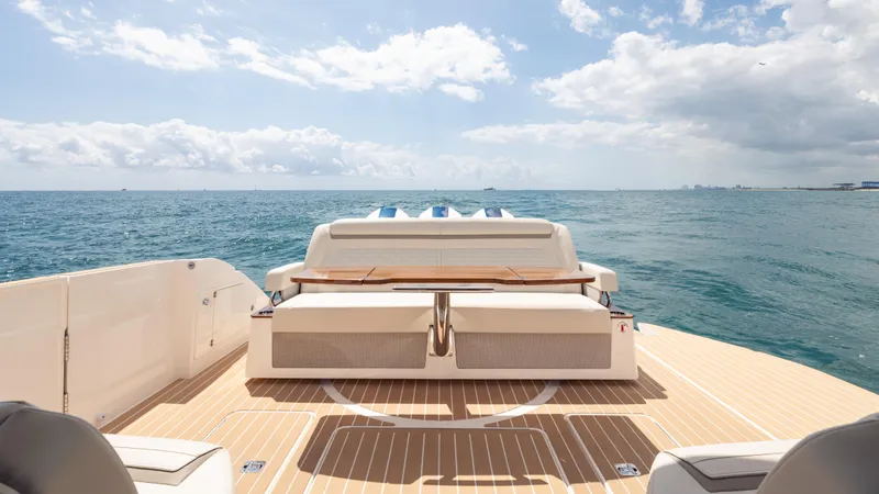  Yacht Photos Pics 2024 Tiara Yachts 48 LE luxury yacht deck with ocean view.