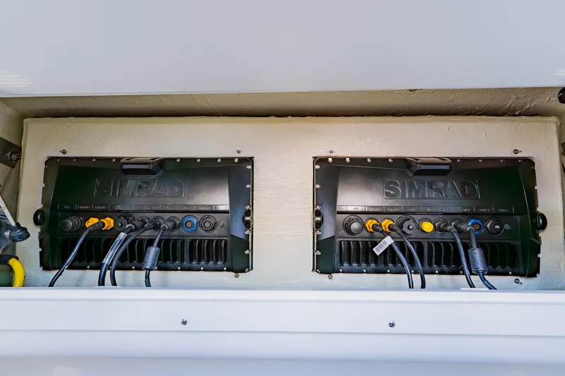  Yacht Photos Pics Simrad electronic systems in 2025 SeaVee 370Z boat, showcasing advanced marine technology.