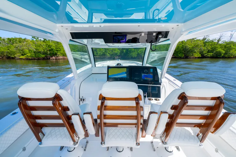  Yacht Photos Pics 2026 HCB 48 Campeon boat interior with sleek design, advanced navigation, and luxurious seating.