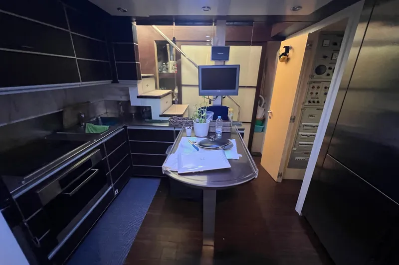 Rus&egrave; Yacht Photos Pics Luxurious kitchen interior of 2006 Azimut 86 Sport yacht with modern amenities.