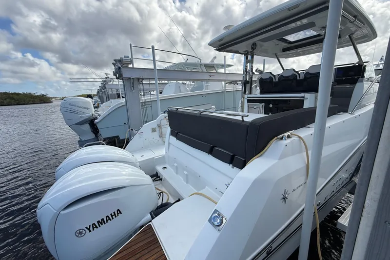 Yacht Photos Pics 2022 Jeanneau Leader 10.5 WA Series 2 boat docked with Yamaha engines.