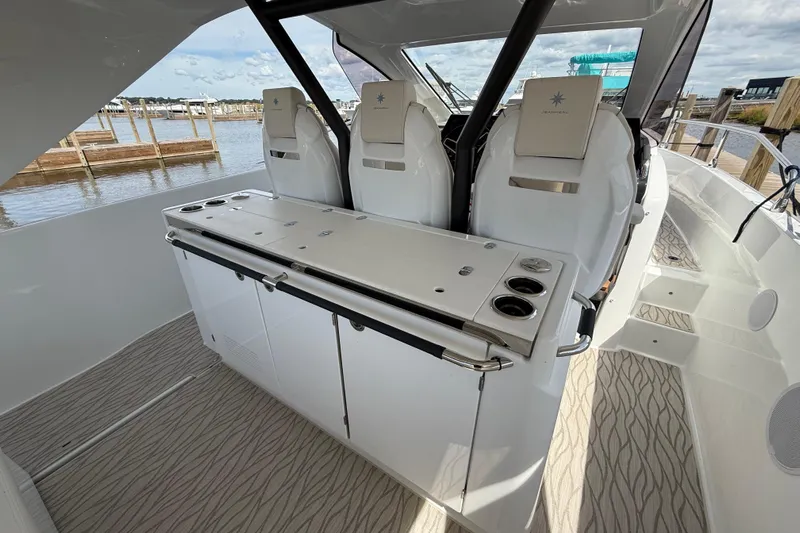  Yacht Photos Pics 2026 Jeanneau DB/37 OB boat interior with sleek seating and modern design.