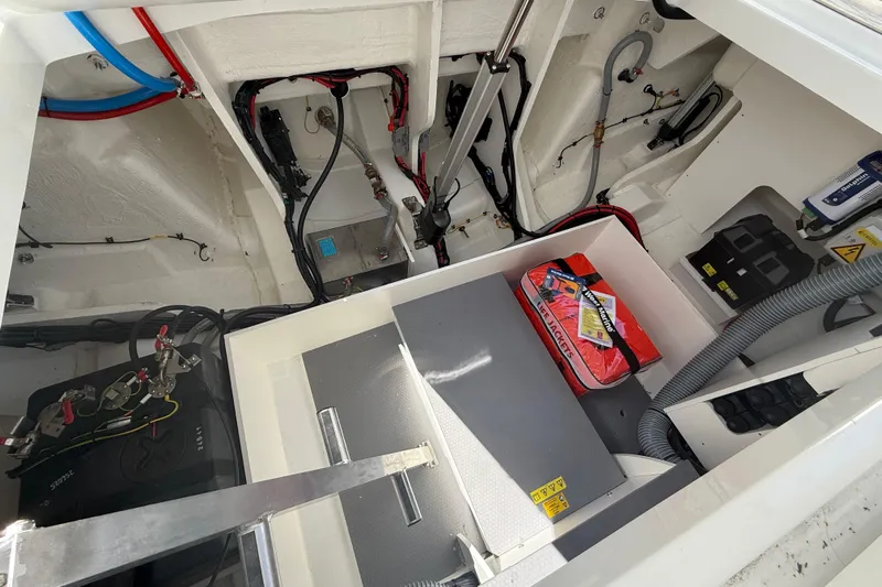  Yacht Photos Pics 2026 Jeanneau DB/37 OB boat interior showing storage and equipment compartments.