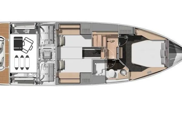  Yacht Photos Pics Floor plan of 2026 Jeanneau DB/37 OB boat, showcasing interior layout and design.
