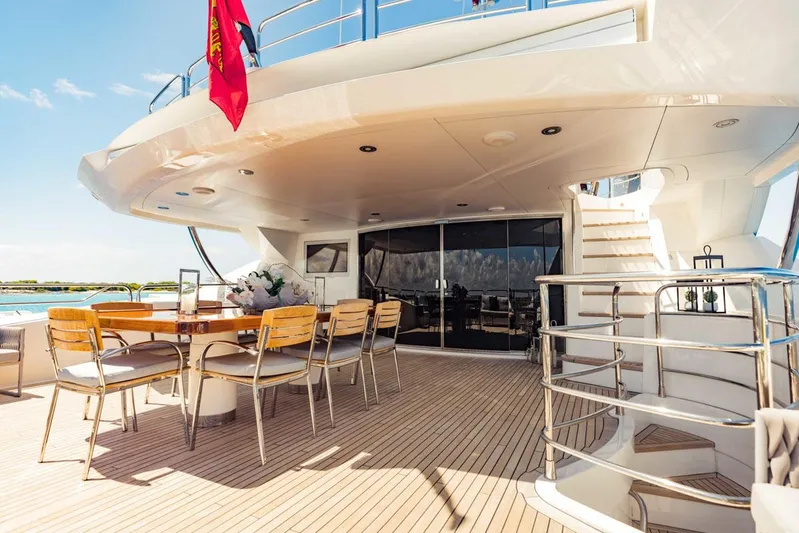 Tayrona Yacht Photos Pics Luxurious Sunseeker 131 Yacht 2012 with elegant outdoor dining area and sleek design.