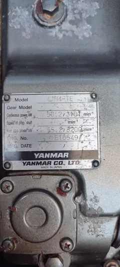Bada Bing Yacht Photos Pics Close-up of a Yanmar engine plate on a 2014 Lagoon 52 boat.
