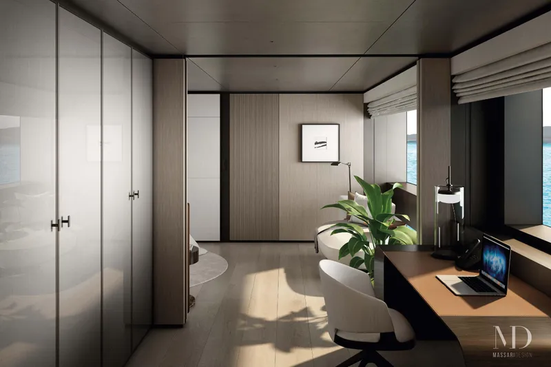  Yacht Photos Pics Luxurious interior of 2028 Falcon Yachts 38, featuring modern design and ocean views.