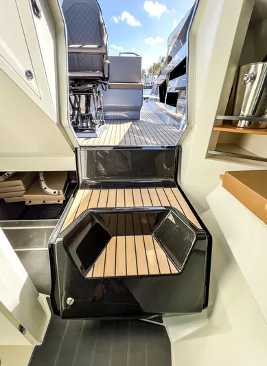 Say Carbon Yachts 42 Yacht Photos Pics Interior view of 2023 SAY Carbon Yachts 42, featuring sleek wooden steps.