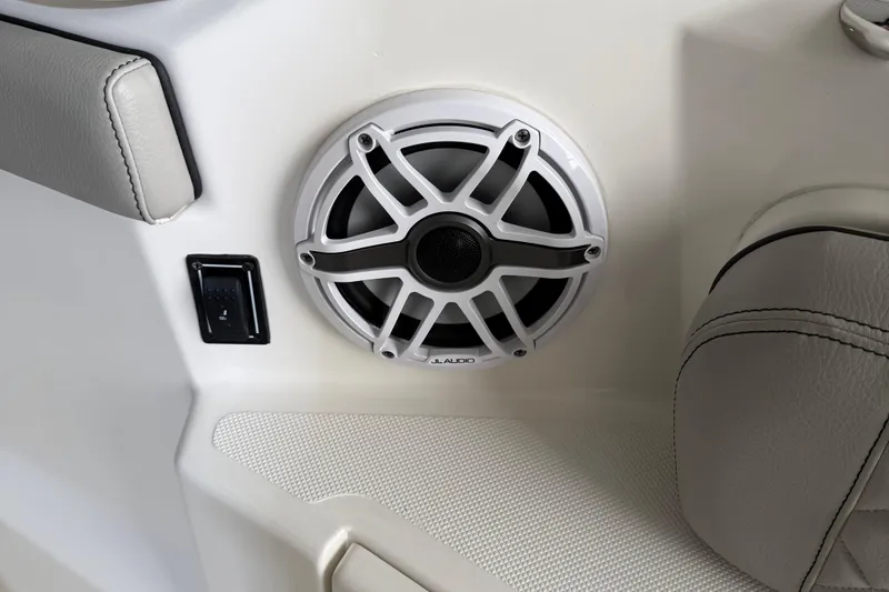  Yacht Photos Pics Speaker and control panel on 2022 Pursuit S 328 Sport boat interior.